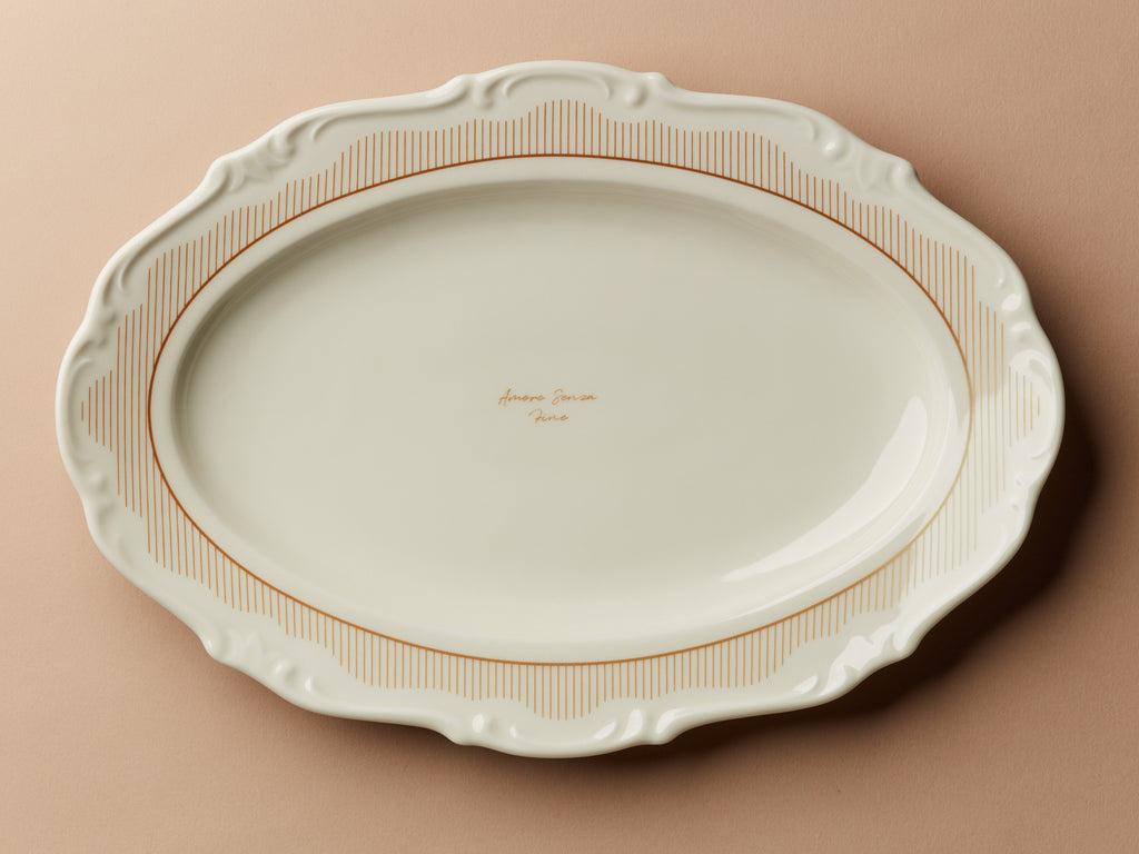 Secondi Teller Oval 38 cm Barock Stripe Gold Amore Senza Fine