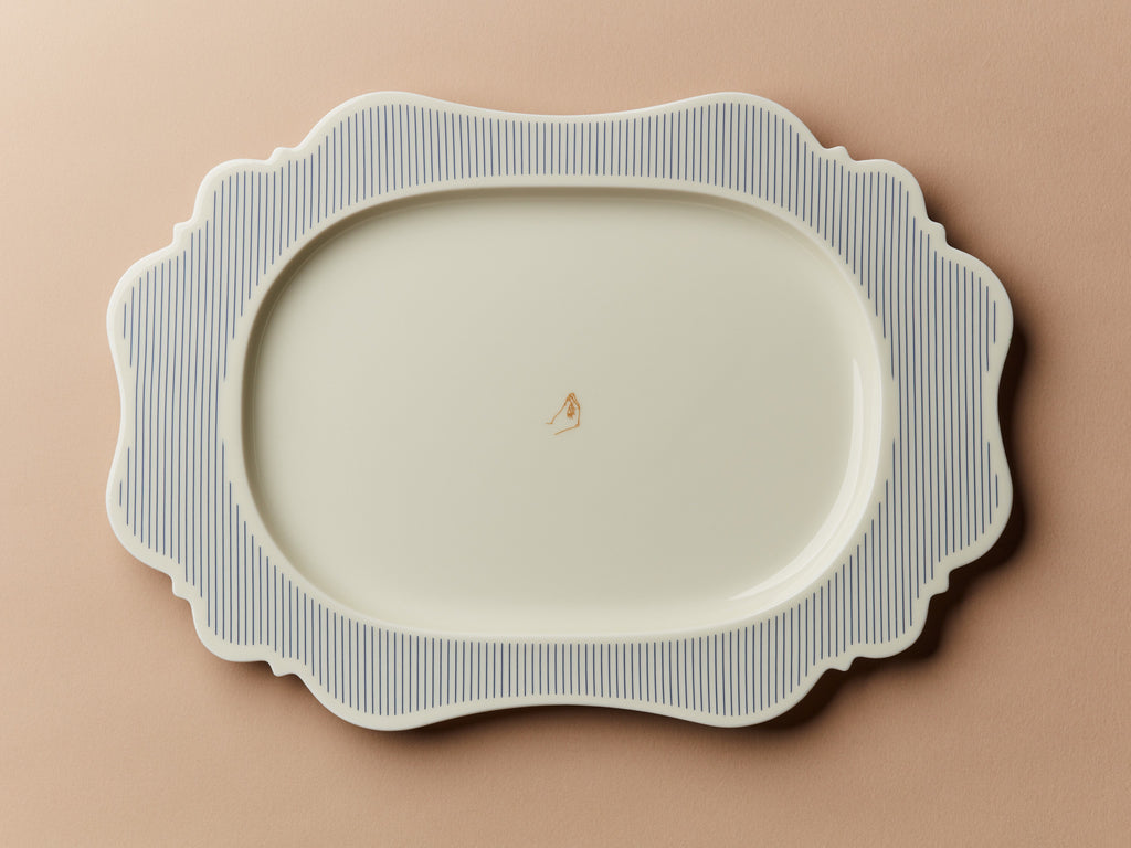Secondi Teller 35 cm Oval Taste Stripe Blue Che Vuoi